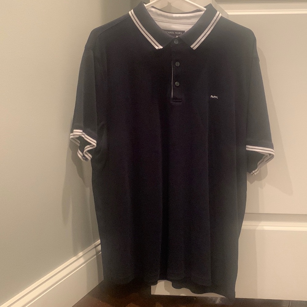 Michael kors short sleeve polo. Navy blue and white.